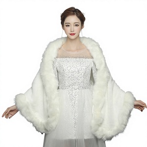 Boléro en laine <span class=keywords><strong>ivoire</strong></span> Feishiluo pour femmes, taille standard, cape de soirée, cape de <span class=keywords><strong>mariage</strong></span> d'hiver - Product Image 5