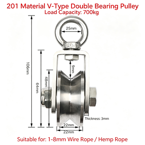 Rouleau de portail coulissant à rainure en V de 3 pouces avec plaque de base, robuste, double roulement, en acier inoxydable, certifié CE, OEM disponible - Product Image 3