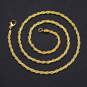 תכשיטים אישית 3mm 10K 14K 18K 24K מוצק אמיתי צהוב זהב חבל פרנקו קובני חרוז שרשרת שרשרת לגברים נשים - Product Image 4