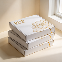 Boîte cadeau de luxe avec estampage à chaud Lotus, blanche, production en 72h, boîte d'expédition en carton imperméable