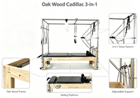 Máquina de Pilates Cadillac de Madera MJD W25 3 en 1 de Roble para Entrenamiento en Estudio