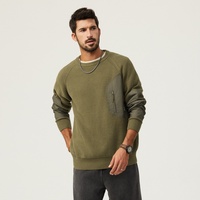 Pull en coton mélangé style patchwork rétro américain, nouvelle collection automne-hiver, col rond, coupe ajustée, respirant, anti-humidité, pour homme robuste