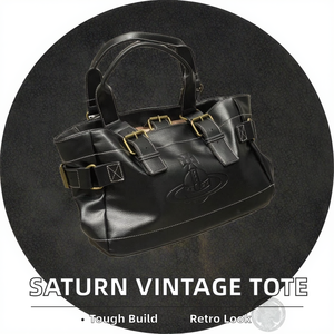 Sac fourre-tout moto vintage en cuir véritable Niche Empress Dowager Saturn, bandoulière unique, broderie géométrique en polyester - Product Image 2