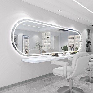 Espejo de Salón en Oferta, Muebles para Salón de Belleza, Estación de Peluquería, Espejo de Estilismo con Almacenamiento, Espejo de Salón Dorado con Luz - Product Image 4