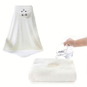 Children's Kids Bath Towels Coral Fleece Newborn <b>Swaddle</b> <b>Blanket</b> with Thickened Cartoon Design and Absorbent Hood - Product Image 3