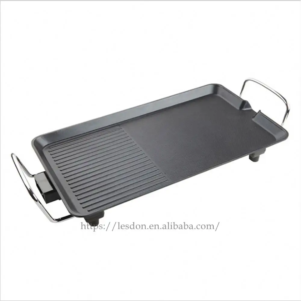 Venda quente Portátil Interior 2 Em 1 110v 220v Facilmente Limpo Sem Fumaça Bbq Tepanyaki Grill Elétrico