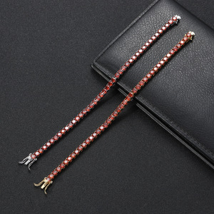 4mm <b>Red</b> Zirconium Single Row Tennis <b>Bracelet</b> Women's Accessory Tanjing Fashion Lijing Necklace - Product Image 2