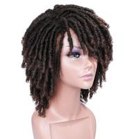 HANNE Perruque synthétique courte torsadée style dreadlocks pour femmes et hommes noirs, bouclée afro (1B/30) # )