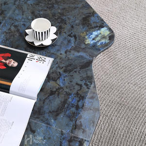 Meja Kopi Marmer <span class=keywords><strong>Jade</strong></span> Biru Mewah Bentuk Tidak Beraturan untuk Hotel, Villa, Ruang Tamu, Furnitur Rumah Kelas Atas - Product Image 4