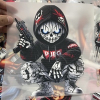 Parches Termoadhesivos DTF al por Mayor para Halloween, Diseño de Fantasmas, Calabazas y Murciélagos, Color Rosa, Etiquetas Personalizadas para Ropa