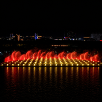 Fuente Musical Iluminada para Exteriores, Personalizable, Grande, con Luces RGB/Láser, Construcción de Acero Inoxidable, Resistente al Agua IP68