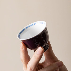 Grape Purple Hand Painted Double Line Porcelain <b>Teacup</b> Round Shape Without Lid Kung Fu Tea Tasting Cup Personal Use - Product Image 2