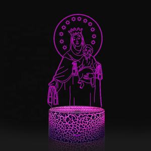 Lámpara de Noche Infantil con Sensor Táctil, Ilusión 3D de la Virgen María con Degradado de 7 Colores, Decoración para Dormitorio, Regalos de <span class=keywords><strong>Buena</strong></span> <span class=keywords><strong>Suerte</strong></span> - Product Image 2