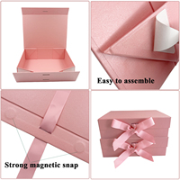 Emballage en carton pliable personnalisé de qualité Boîtes cadeaux magnétiques de luxe en rose avec ruban