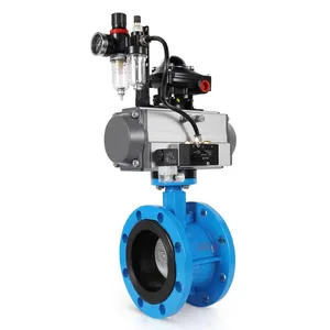 CQATMT explosion-proof pneumatic butterfly valve with limit switch flange connection pneumatic butterfly valve