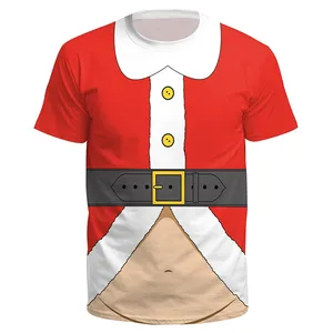 FitspiクリスマスメンズTシャツ3Dプリントおかしいコスプレサンタクロースファッション服クリスマスホリデーTシャツ新年の服