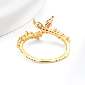 Aesthetic Crystal Gradient Zircon Butterfly <b>Rings</b> for Women Girl Cute Small Butterfly Open <b>Adjustable</b> <b>Ring</b> Charm Jewelry Band - Product Image 5