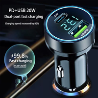 Cargador de Coche USB de 120W con Carga Rápida Tipo-C PD, Pantalla Digital y Certificación CE, Salida de 3.1A, Venta Directa de Fábrica