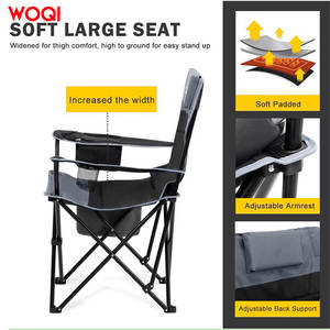 เก้าอี้พับพกพา Woqi สำหรับตั้งแคมป์ พร้อมกระเป๋าเก็บความเย็นและพนักพิงศีรษะ โครงอะลูมิเนียม ผ้า Oxford เก้าอี้สำหรับสวน - Product Image 4