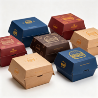 Boîte à hamburger en carton blanc biodégradable et écologique, résistante, avec logo personnalisé en relief, emballage alimentaire jetable résistant à la graisse
