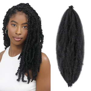Vente en gros cheveux pré-pelucheux <span class=keywords><strong>afro</strong></span> crépus bouclés cheveux en vrac tressage cheveux 24 pouces tresse torsadée crochet cheveux mèches synthétiques pour femmes - Product Image 1