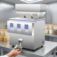 Máquina de llenado de café en grano y polvo de acero inoxidable eléctrica totalmente automática de tres contenedores, fácil de operar, para mezclar y verter en bolsas de alimentos.