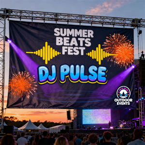 لافتة خلفية كبيرة الحجم مخصصة ومحمولة ومقاومة للماء وصديقة للبيئة من الفينيل للمهرجانات والحفلات والفعاليات الترويجية - مقاومة للطقس والأشعة فوق البنفسجية - Product Image 1