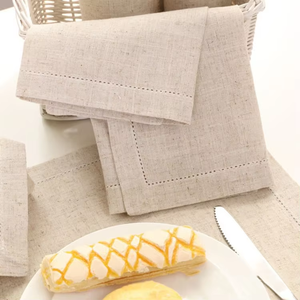 Leinen-Baumwoll-Servietten mit Hohlsaum für Hochzeiten, Cocktails und Abendessen, mit abgeschrägten Ecken - Product Image 4