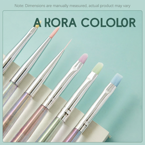 Ensemble de 6 pinceaux à ongles de qualité supérieure, manche transparent dégradé Aurora, poils non tombants, stylo à ongles pour l'application de vernis gel, manucure - Product Image 1
