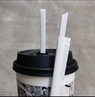Pailles agitateurs en PLA écologiques OEM d'usine 6mm 20cm avec logo personnalisé jetables pour café, jus et boissons chaudes