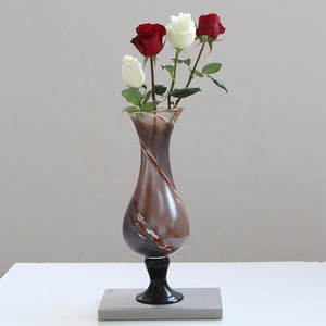 <span class=keywords><strong>Vaso</strong></span> Artistico Artigianale in Vetro Sodico-Calcico con Base a Piede Unita a Caldo, Motivo a Spirale Fluida, Curva a S, Lusso per Hotel, Arredamento Casa, Matrimoni - Product Image 3