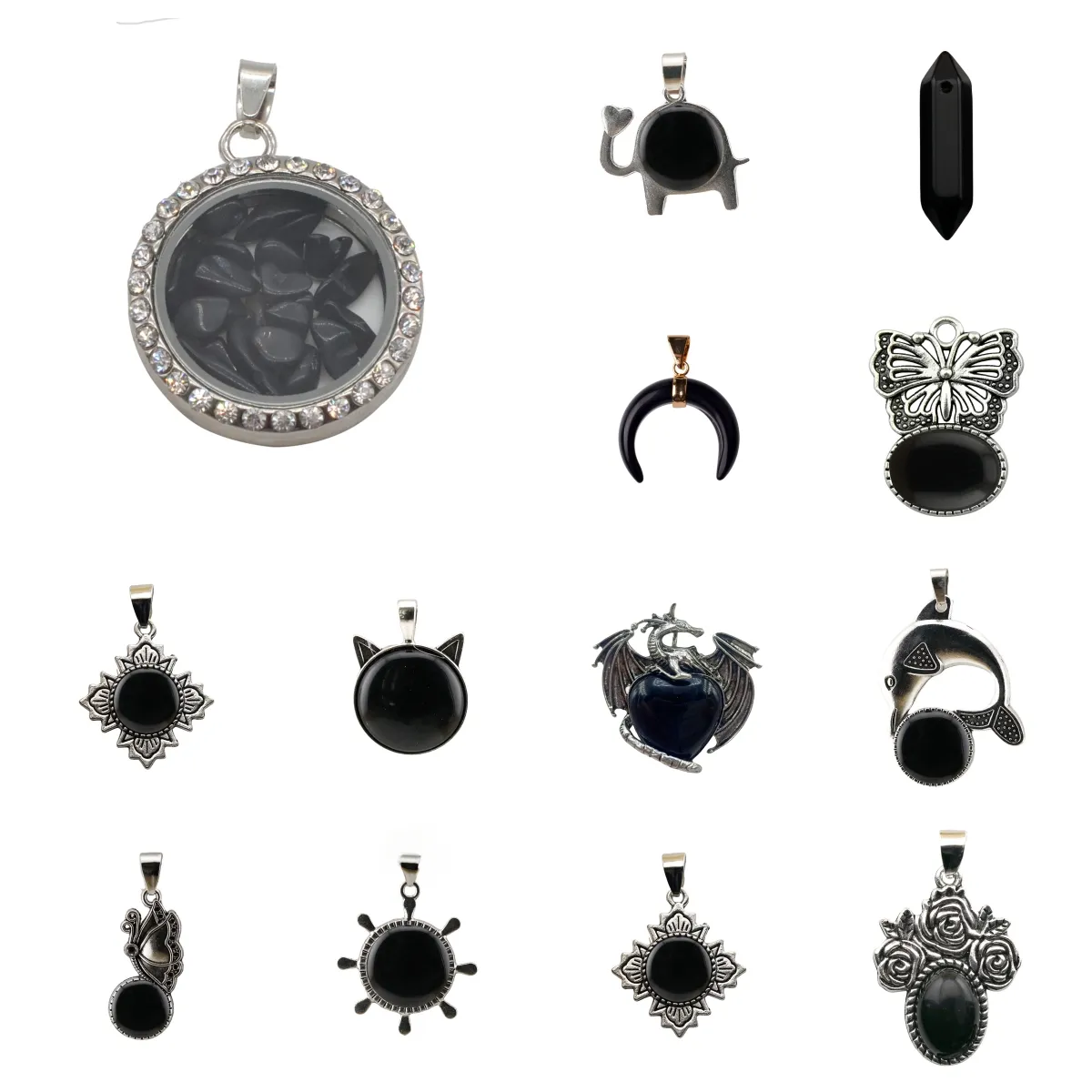 Bán Hot Luxury đen Onyx Đá Quý Mặt dây chuyền Chất lượng cao trang sức làm vật liệu Boutique đá quý Mặt dây chuyền