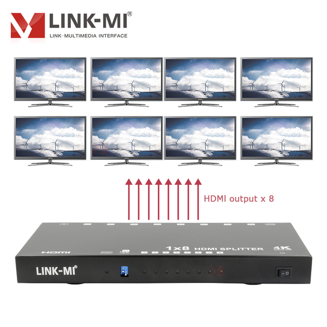 4K2K 1x8 HDMI Splitter 1 Input 8 Output Video Splitters Converters with EDID Control and 3D