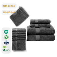 100% Pure Cotton Luxury Hotel-Grade Five-Piece Towel Set Solid Color Compressed Design Quick-Dry Eco-Friendly OEKO-TEX Certified