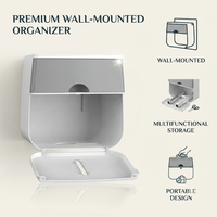 Boîte à mouchoirs murale sans perçage en plastique, tiroir extractible multifonctionnel, étanche, pour salle de bain et cuisine