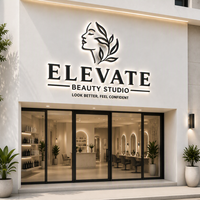Enseigne lumineuse personnalisée en métal, lettres en acier inoxydable brossé doré avec LED pour clinique dentaire, salon de beauté, entreprise, mur extérieur