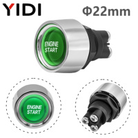 Interrupteur à bouton poussoir LED sans clé pour démarrage de moteur de voiture 22 mm 12V 50A 3 broches SPST Momentané Interrupteur de démarrage marche arrêt Rouge/Vert/Bleu