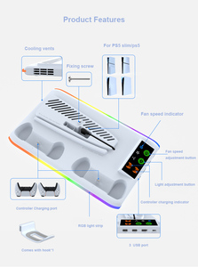Nueva llegada consola de juegos soporte de refrigeración para Sony PS5/PS5 Slim con soporte de luz RGB PS5 accesorios delgados - Product Image 3