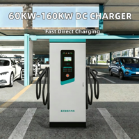 Station de recharge DC ultra-rapide pour véhicules électriques, chargeur EV à double câble pour les zones de stationnement des centrales solaires, écran tactile, arrêt de sécurité, IP54 extérieur