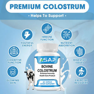 Complément alimentaire probiotique au colostrum bovin ASAP, soutien à la santé, qualité alimentaire pour adultes, certifié halal, 500 mg/600 mg, 2 capsules par portion - Product Image 2