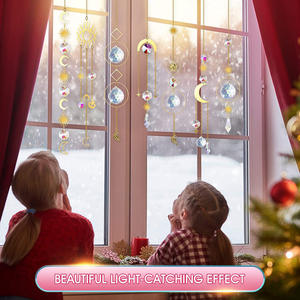 Style bohème 6pcs Crystal Sun Catcher Ornement suspendu avec pendentif chaîne pour la décoration intérieure - Product Image 4