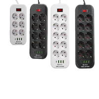 Multiprise anti-surtension UE 6/8/10 prises avec 3 ports USB + Type-C à charge rapide, rallonge 16A