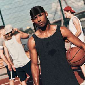 Couvre-chef Soyeux Personnalisé Solide Designer Compression Lisse Satin Durags Vagues avec Longue Queue Pour Hommes Durags pour Hommes - Product Image 3