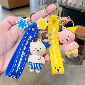 Manufacturers Wholesale Creative Shoulder Bag Bear Keychain Soft Rubber Cute Other Key Chain
