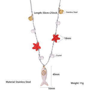 Collier tendance pour femme <span class=keywords><strong>Bohu</strong></span>, plaqué or, avec pendentif poisson et breloque en acier inoxydable, best-seller - Product Image 5