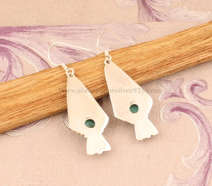 ต่างหูเงินแท้ 925 ประดับด้วยเทอร์ควอยซ์ธรรมชาติทรงหยดน้ำ ดีไซน์อินเดีย งานแฮนด์เมด สไตล์โบฮีเมียน ใส่สบายผิว เหมาะสำหรับทุกเพศ - Product Image 5