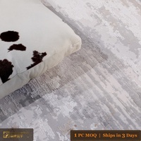 Tapis moderne abstrait LandScopeTech, tapis de luxe pour salon, compatible avec les robots aspirateurs, à poils ras, haute densité, toucher soyeux, en PET