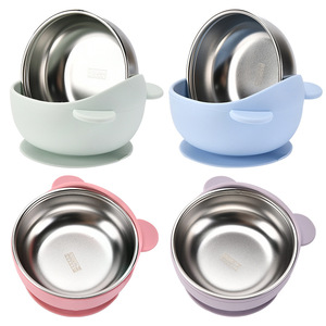 Bol pour aliments pour bébés en acier inoxydable, grande forme d'arc, isolant thermique, anti-chute, pour enfants de 0 à 12 mois - Product Image 4