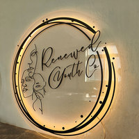 Plaques rondes 3D acryliques en métal avec logo personnalisé pour salon de beauté décoration de studio de manucure nom de bureau Plaque LED néon