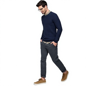 <b>Men's</b> Slate Blue Chinos—Sleek & versatile bring a clean, modern looks that pairs effortlessly, Slim Fit Casual Trouser Supplier. - Product Image 5